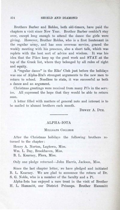 Alpha-Iota, February 1919